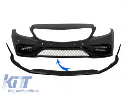 Front Bumper Lip suitable for Mercedes C-Class W205 S205 A205 C205 (2014-2018) Limousine T-Model Coupe Cabriolet Edition 1 Design Matte Black - FBLMBW205AMG