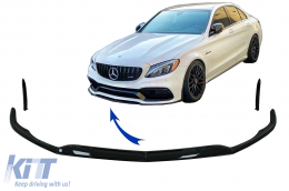 image-40-Front Bumper Lip suitable for Mercedes C-Class C63 C63S W205 S205 (2014-2018) Limousine T-Model Edition 1 Design Black