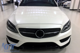 Front Bumper Lip suitable for Mercedes C-Class W205 Sedan S205 T-Modell A205 Cabriolet C205 Coupe (2014-2019) Sport Line Piano Black-image-6083751