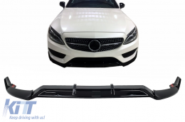 image-45-Front Bumper Lip suitable for Mercedes C-Class W205 Sedan S205 T-Modell A205 Cabriolet C205 Coupe (2014-2019) Sport Line Piano Black