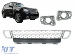 image-55-Front Bumper Lower Grille with Fog Lamp Covers suitable for Land Range Rover Vogue III L322 (2010-2012) Autobiography Design Chrome