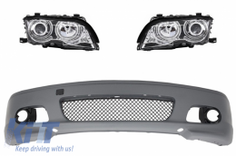 Front Bumper M-tech II Design without Fog Lights Angel Eyes Headlights suitable for BMW 3 Series E46 Coupe Cabrio 1992-2002 - COFBBME46MTIIWFPX