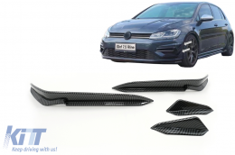 Front Bumper Side Fins Flaps suitable for VW Golf 7.5 5G R Hatchback (2017-2020) Carbon Look - FBFOBG75R