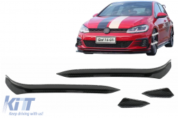 Front Bumper Side Fins Flaps suitable for VW Golf 7.5 GTI 5G Hatchback (2017-2020) Carbon Look - FBFOBG75GTI