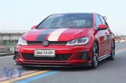 Front Bumper Side Fins Flaps suitable for VW Golf 7.5 GTI 5G Hatchback (2017-2020) Carbon Look-image-6091652