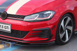 Front Bumper Side Fins Flaps suitable for VW Golf 7.5 GTI 5G Hatchback (2017-2020) Carbon Look-image-6091654