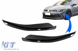 Front Bumper Side Fins Flaps suitable for VW Golf 8 Mk8 MQB GTI R-Line (2020-Up) Carbon Look