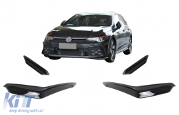 Front Bumper Side Fins Flaps suitable for VW Golf 8 Mk8 MQB GTI / R-Line (2020-Up) Piano Black - FBFOBG8GTIPB