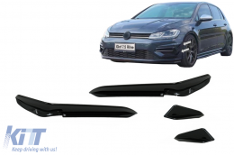 Front Bumper Side Fins Flaps suitable for VW Golf 7.5 5G R Hatchback (2017-2020) Piano Black