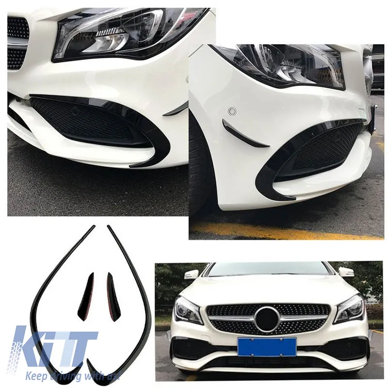 Front Bumper Side Flaps suitable for Mercedes-Benz CLA W117 16-19 Facelift With A Design Bumper Glossy Black 4 Pieces