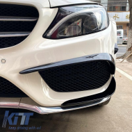 Front Bumper Side Flaps suitable for Mercedes-Benz C-Class W205 14-18 Pre-Facelift with A Design Line Bumper Glossy Black 6 Pieces