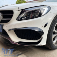 Front Bumper Side Flaps suitable for Mercedes-Benz C-Class W205 14-18 Pre-Facelift with A Design Line Bumper Glossy Black 6 Pieces