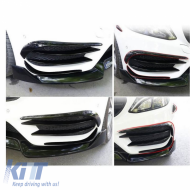 Front Bumper Side Flaps suitable for Mercedes-Benz C-Class W205 14-18 Pre-Facelift with A Design Line Bumper Glossy Black 6 Pieces