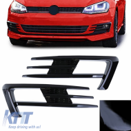 Front Bumper Side Grill (Fog Lamp Trim) suitable for VW Golf VII (7) 12-16 GTI Look Glossy Black Left Right 2 Pieces