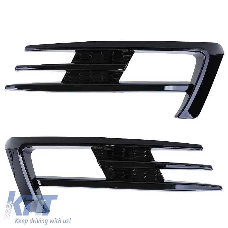 Front Bumper Side Grill (Fog Lamp Trim) suitable for VW Golf VII (7) 12-16 GTI Look Glossy Black Left Right 2 Pieces