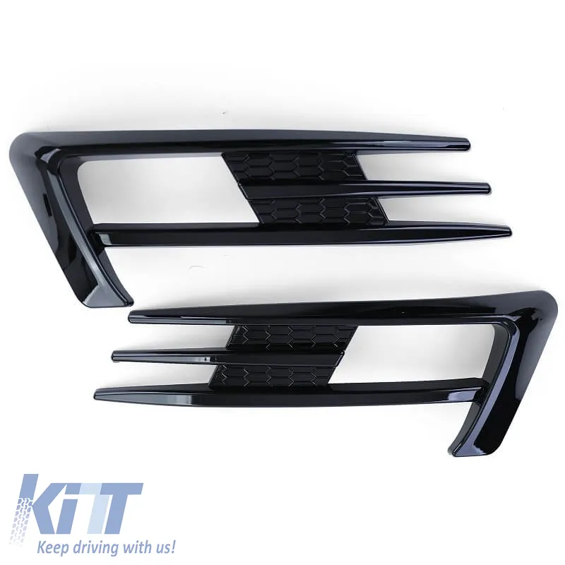 Front Bumper Side Grill (Fog Lamp Trim) suitable for VW Golf VII (7) 12-16 GTI Look Glossy Black Left Right 2 Pieces