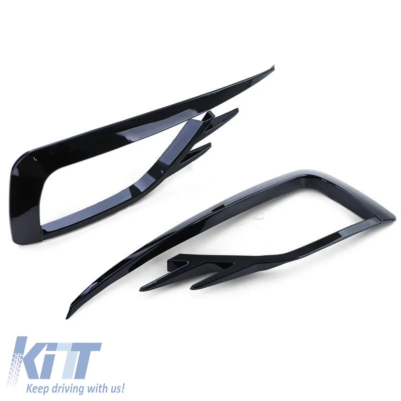 Front Bumper Side Grill (Fog Lamp Trim) suitable for VW Golf VII (7.5) 16-20 GTI Look Glossy Black Left Right 2 Pieces
