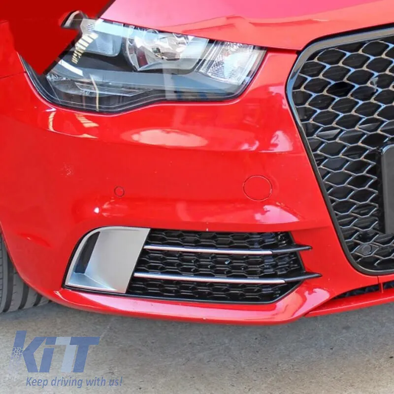 Front Bumper Side Grill suitable for Audi A1 8X 2010-2014 RS1 Look Glossy Black / Silver Left & Right 2 Pieces