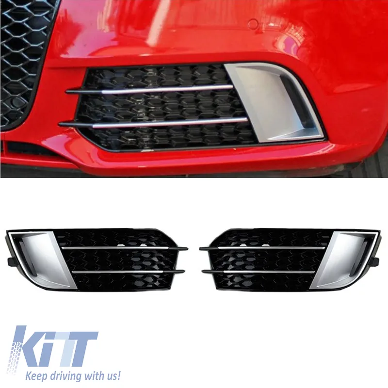 Front Bumper Side Grill suitable for Audi A1 8X 2010-2014 RS1 Look Glossy Black / Silver Left & Right 2 Pieces