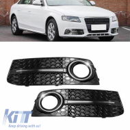 Front Bumper Side Grill suitable for Audi A4 B8 08-11 RS Look Glossy Black / Chrome Left & Right 2 Pieces