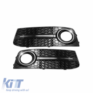 Front Bumper Side Grill suitable for Audi A4 B8 08-11 RS Look Glossy Black / Chrome Left & Right 2 Pieces