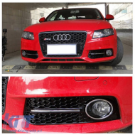 Front Bumper Side Grill suitable for Audi A4 B8 08-11 RS Look Glossy Black / Chrome Left & Right 2 Pieces