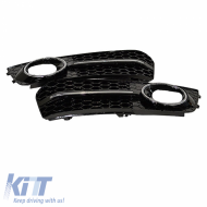 Front Bumper Side Grill suitable for Audi A4 B8 08-11 RS Look Glossy Black / Chrome Left & Right 2 Pieces