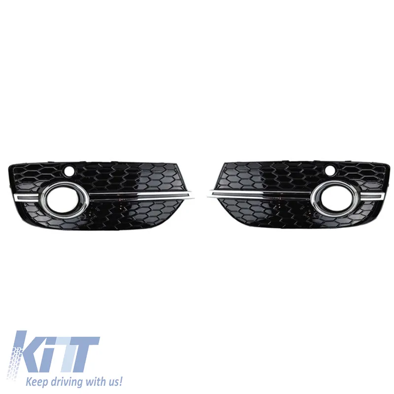 Front Bumper Side Grill suitable for Audi Q3 8U 11-15 RSQ3 Look Glossy Black / Chrome With PDC Left & Right 2 Pieces