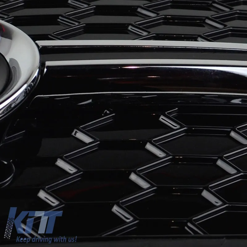 Front Bumper Side Grill suitable for Audi Q3 8U 11-15 RSQ3 Look Glossy Black / Chrome With PDC Left & Right 2 Pieces