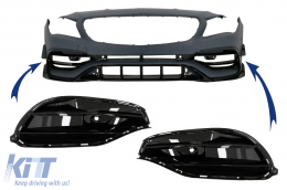 Front Bumper Side Grilles suitable for Mercedes CLA W117 C117 X117 (2013-2018) Facelift CLA45 Design Piano Black - SGMBW117A45