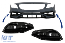 Front Bumper Side Grilles suitable for Mercedes CLA W117 C117 X117 (2013-2018) Facelift CLA45 Design Piano Black