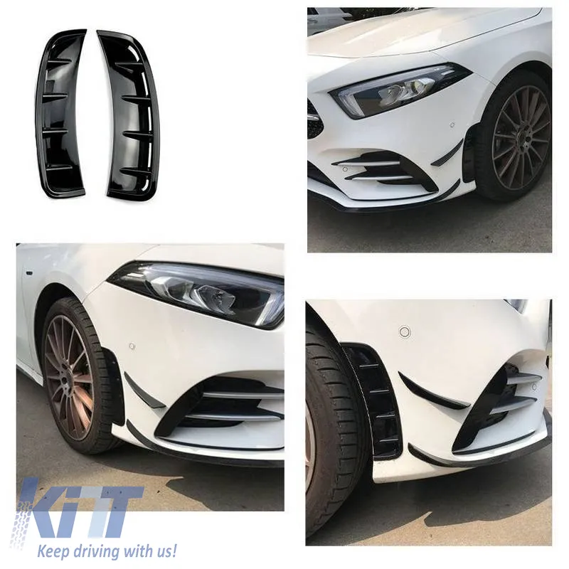 Front Bumper Side Vents suitable for Mercedes-Benz A-Class W177 2019+ With A Design Bumper Glossy Black 2 Pieces