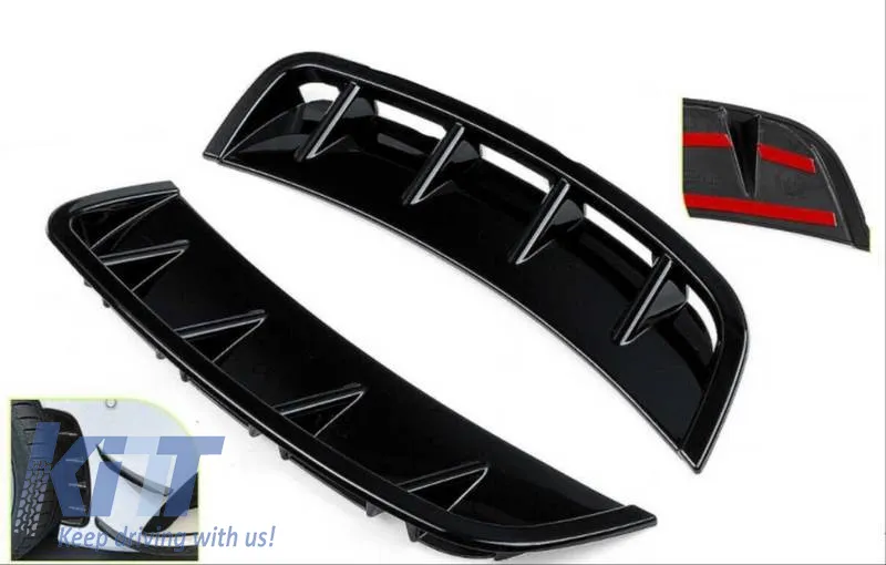 Front Bumper Side Vents suitable for Mercedes-Benz A-Class W177 2019+ With A Design Bumper Glossy Black 2 Pieces