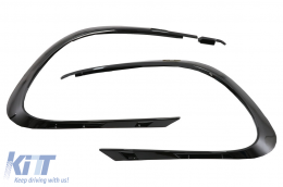 Front Bumper Splitters Fins Aero Conversion Kit suitable for Mercedes CLA W117 Facelift (2016-2018) CLA45 Design Canards Piano Black-image-6054903