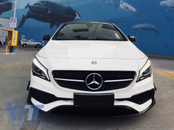 Front Bumper Splitters Fins Aero Conversion Kit suitable for Mercedes CLA W117 Facelift (2016-2018) CLA45 Design Canards Piano Black-image-6054907