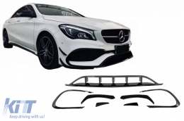 Front Bumper Splitters Fins Aero Conversion Kit suitable for Mercedes CLA W117 Facelift (2016-2018) CLA45 Design Canards Piano Black