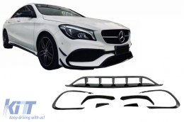image-33-Front Bumper Splitters Fins Aero Conversion Kit suitable for Mercedes CLA W117 Facelift (2016-2018) CLA45 Design Canards Piano Black