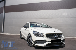 Front Bumper Splitters Fins Aero Conversion Kit suitable for Mercedes CLA W117 Facelift (2016-2018) CLA45 Design Canards Piano Black-image-6072926