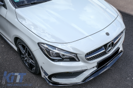 Front Bumper Splitters Fins Aero Conversion Kit suitable for Mercedes CLA W117 Facelift (2016-2018) CLA45 Design Canards Piano Black-image-6072931