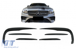 Front Bumper Splitters Fins Aero suitable for Mercedes E-Class W213 S213 C238 A238 Sport Line E53 (2016-2020) Piano Black - FBSPMBW213AMG