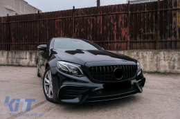 Front Bumper Splitters Fins Aero suitable for Mercedes E-Class W213 S213 C238 A238 Sport Line E53 (2016-2020) Piano Black-image-6092125