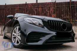 Front Bumper Splitters Fins Aero suitable for Mercedes E-Class W213 S213 C238 A238 Sport Line E53 (2016-2020) Piano Black-image-6092126