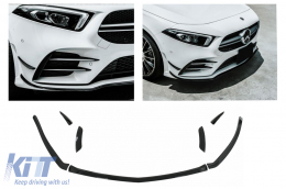 image-19-Front Bumper Splitters Fins Aero suitable for Mercedes A Class W177 Hatchback V177 Sedan (2018-2022) Piano Black