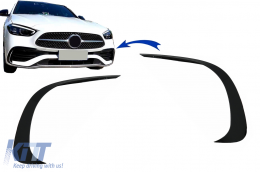 image-75-Front Bumper Splitters Fins Aero suitable for Mercedes C Class W206 Sport Line (2021-Up) Piano Black
