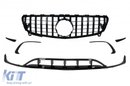 image-41-Front Bumper Splitters Fins Aero with Central Grille suitable for Mercedes A-Class W176 Facelift Sport Line (09.2015-2018) Piano Black