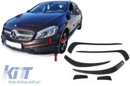 Front Bumper Splitters Fins Brows Aero suitable for Mercedes A-Class W176 (2012-08/2015) A45 Design