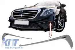 image-79-Front Bumper Splitters Fins suitable for Mercedes W222 S-Class S65 Design (2013-2017) Chrome Edition