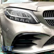 Front Bumper Splitters suitable for Mercedes-Benz C-Class W205 / C205 / S205 2014-2018 A Design Line Gloss Black 2 pcs-image-6315689