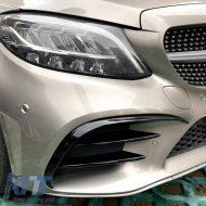 Front Bumper Splitters suitable for Mercedes-Benz C-Class W205 / C205 / S205 2014-2018 A Design Line Gloss Black 2 pcs