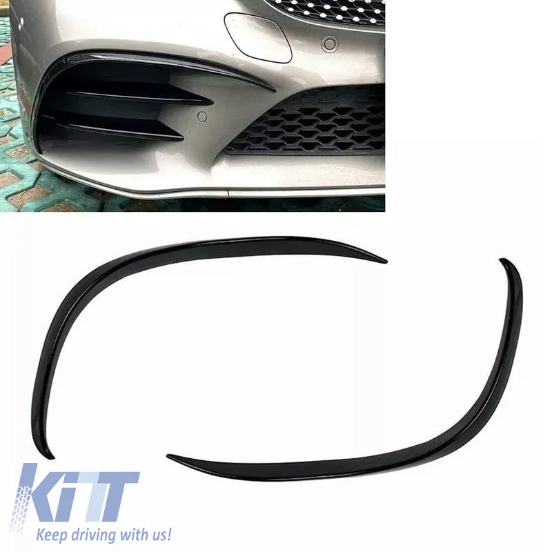 Front Bumper Splitters suitable for Mercedes-Benz C-Class W205 / C205 / S205 2014-2018 A Design Line Gloss Black 2 pcs